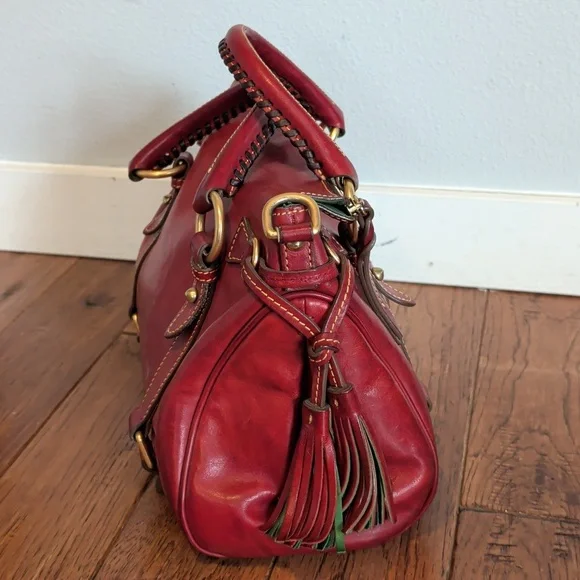 Dooney & Bourke Florentine Red Leather Satchel Handbag